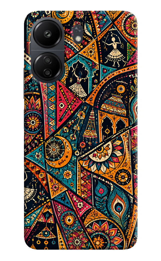 Folk Print Poco C65 Hard Case Back Cover by Casekaro