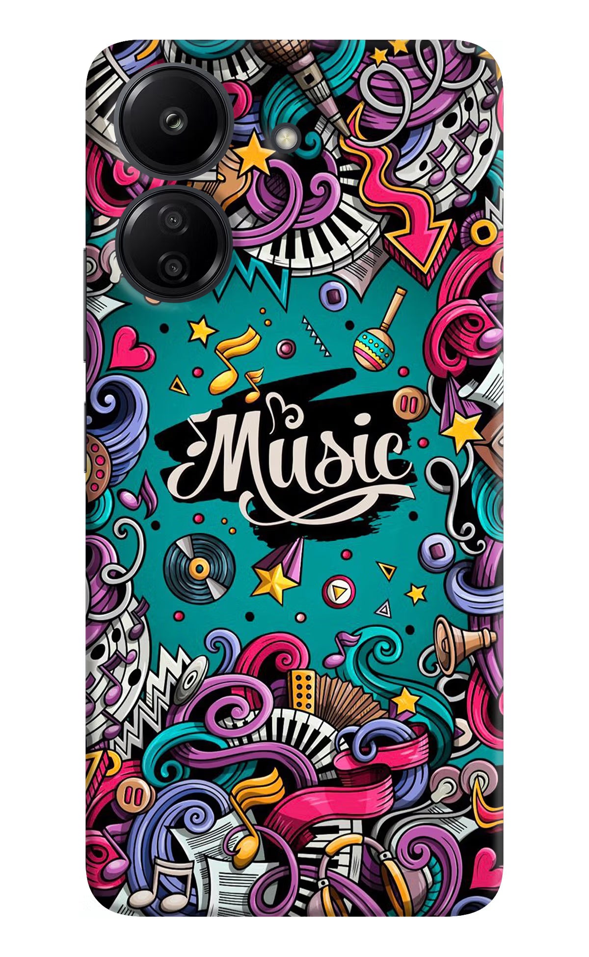 Music Graffiti Redmi 13C 4G Hard Case Back Cover by Casekaro