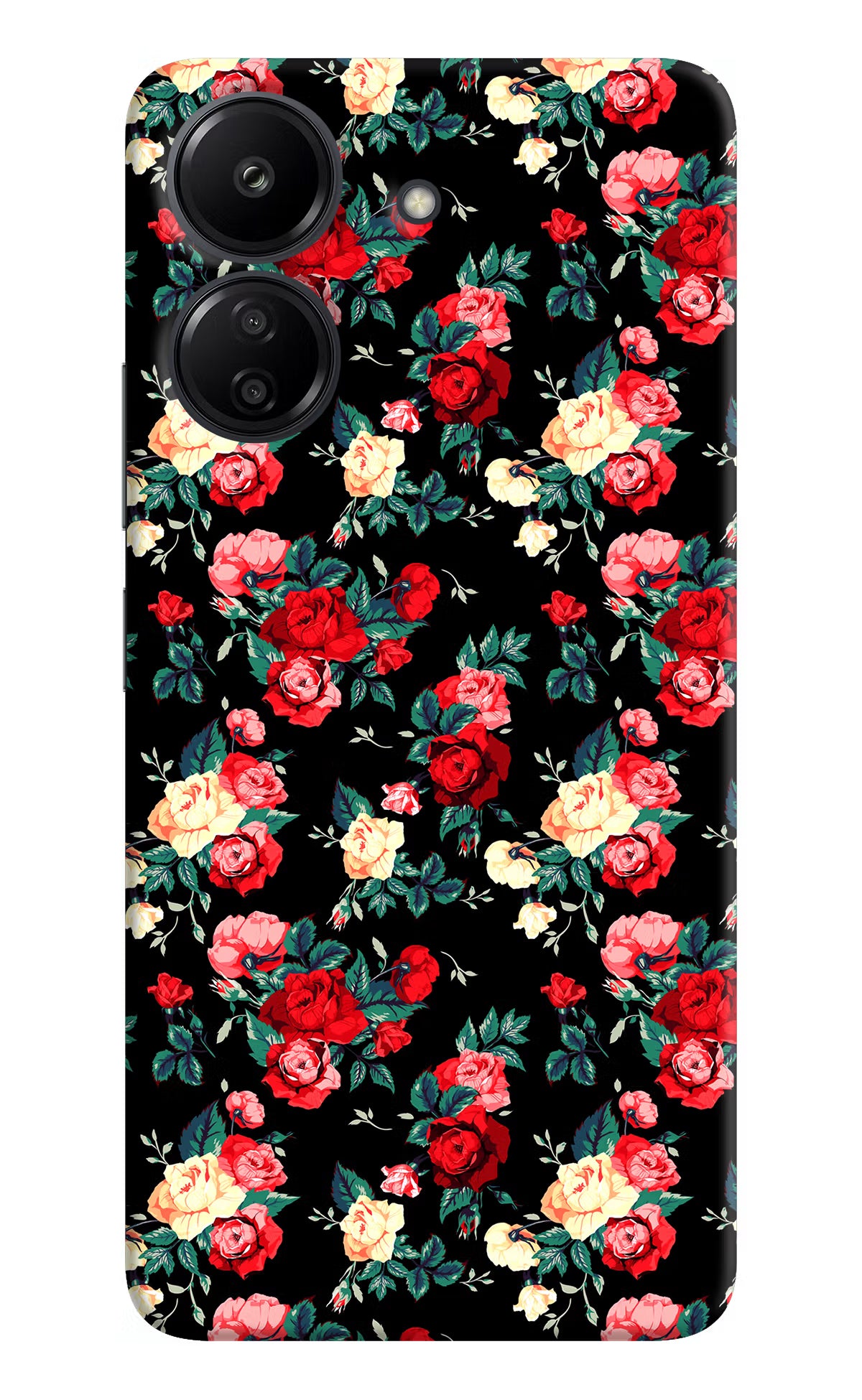 Rose Pattern Redmi 13C 4G Hard Case Back Cover by Casekaro