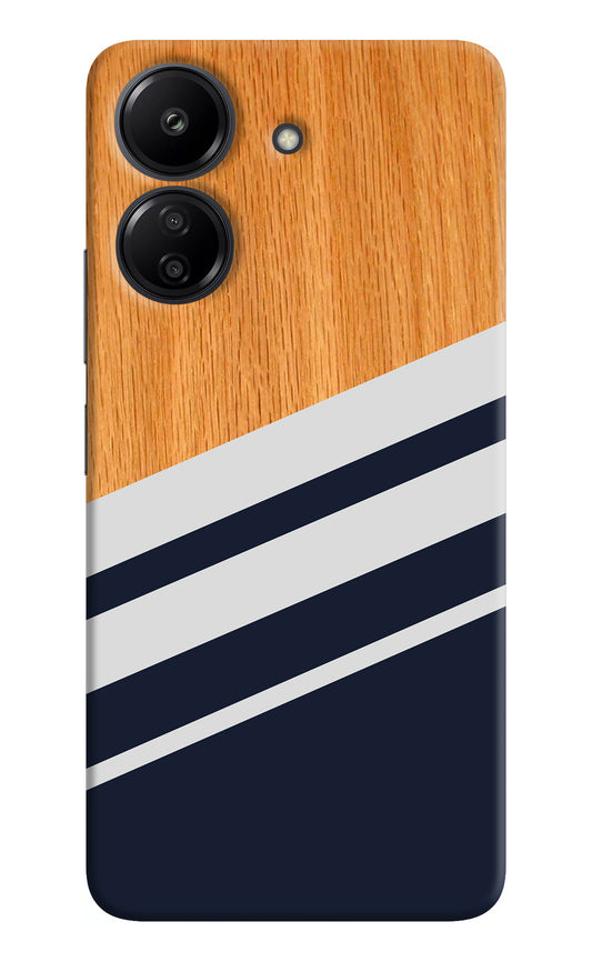 Blue and white wooden Redmi 13C 4G Back Cover