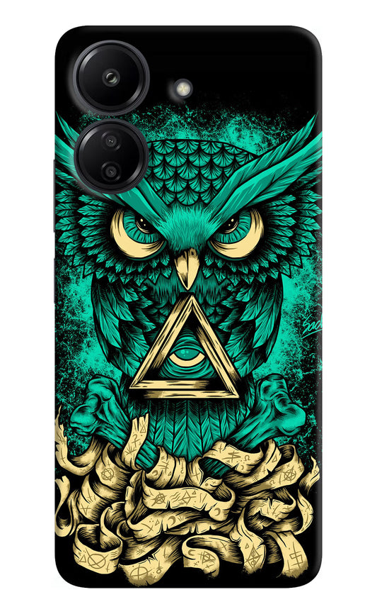 Green Owl Redmi 13C 4G Hard Case Back Cover by Casekaro