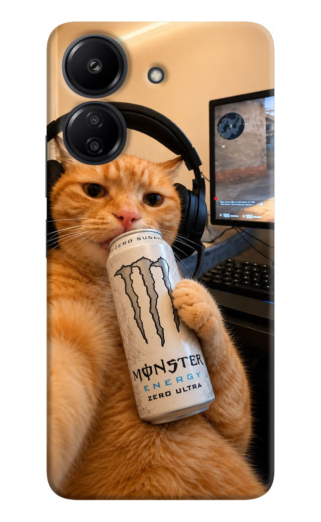 Gamer Cat Energy Redmi 13C 4G Hard Case Back Cover by Casekaro