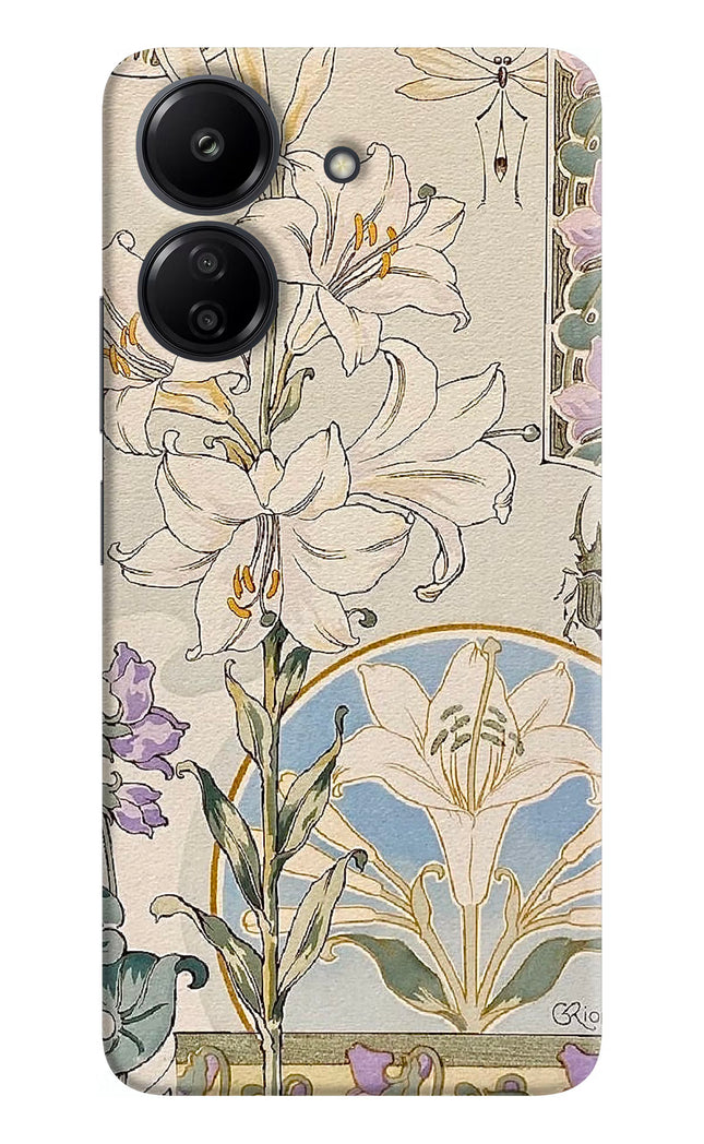 White Lily Redmi 13C 4G Hard Case Back Cover by Casekaro