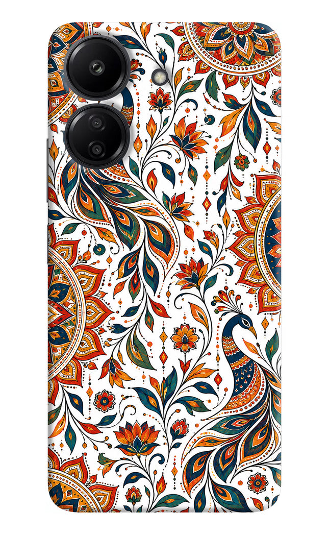 White Mayura Redmi 13C 4G Hard Case Back Cover by Casekaro