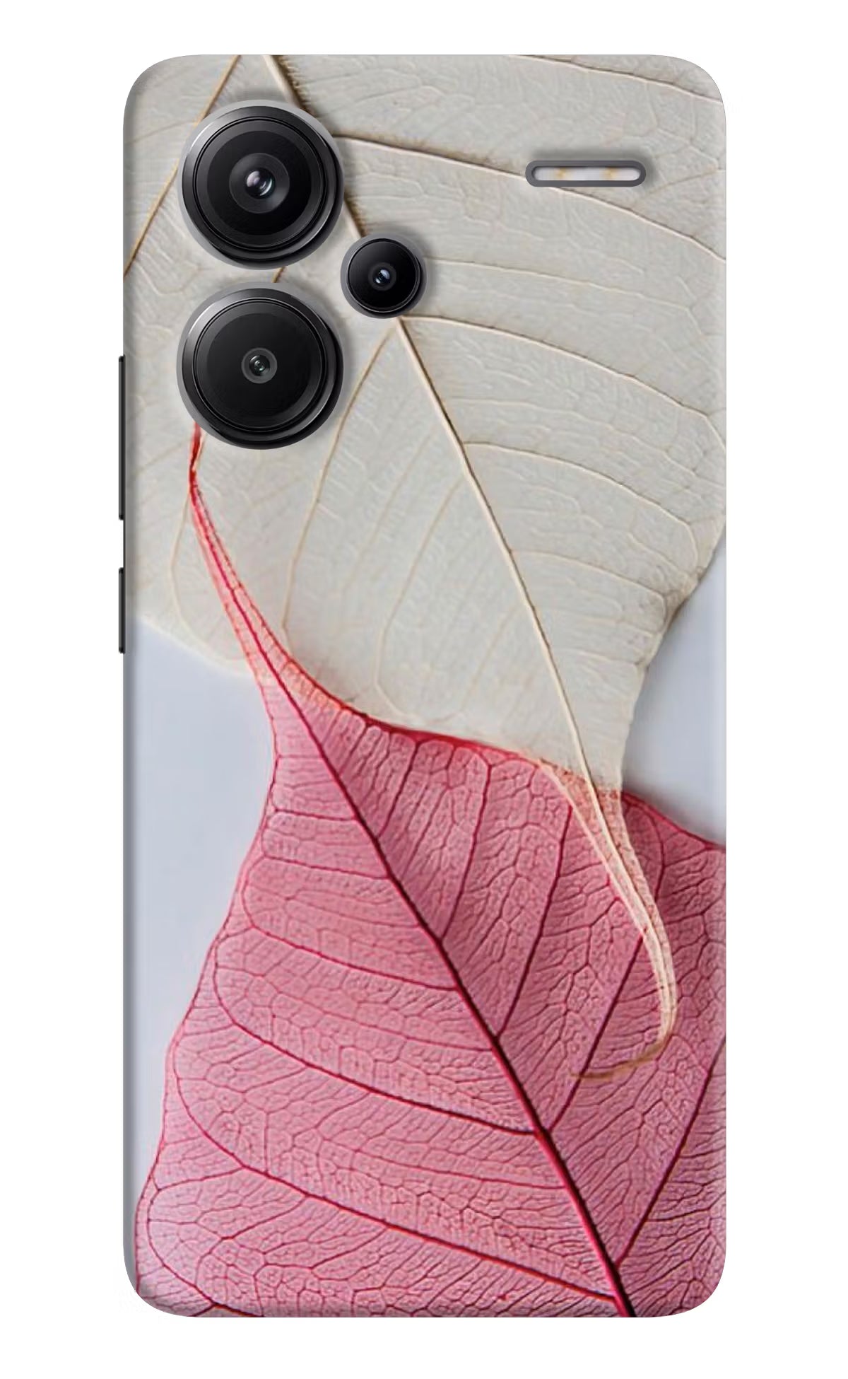 White Pink Leaf Redmi Note 13 Pro+ 5G Hard Case Back Cover by Casekaro