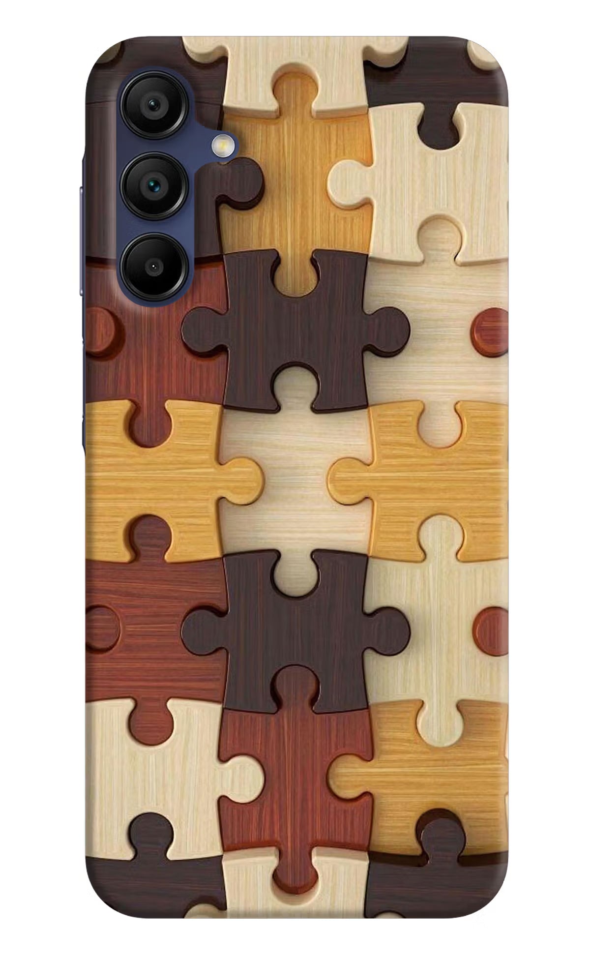 Wooden Puzzle Samsung A15 5G Hard Case Back Cover by Casekaro