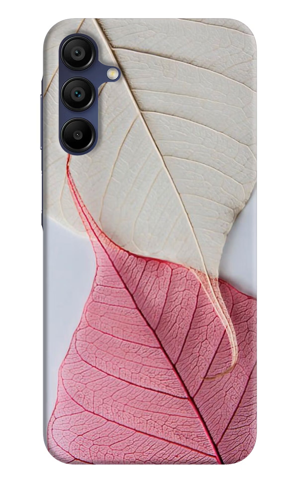 White Pink Leaf Samsung A15 5G Hard Case Back Cover by Casekaro