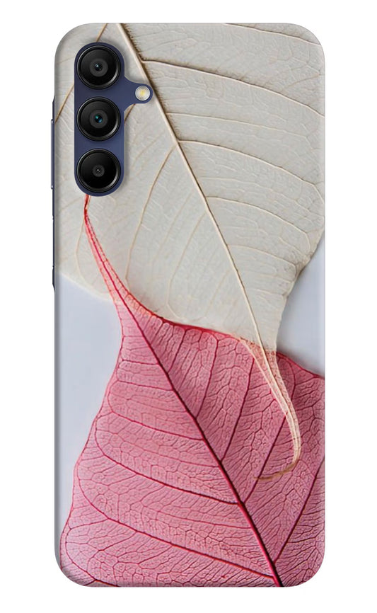 White Pink Leaf Samsung A15 5G Hard Case Back Cover by Casekaro