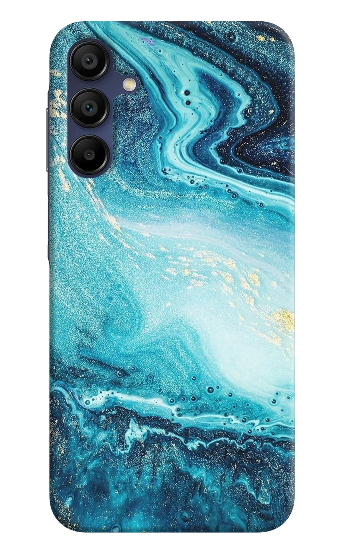 Blue Glitter Marble Samsung A15 5G Hard Case Back Cover by Casekaro