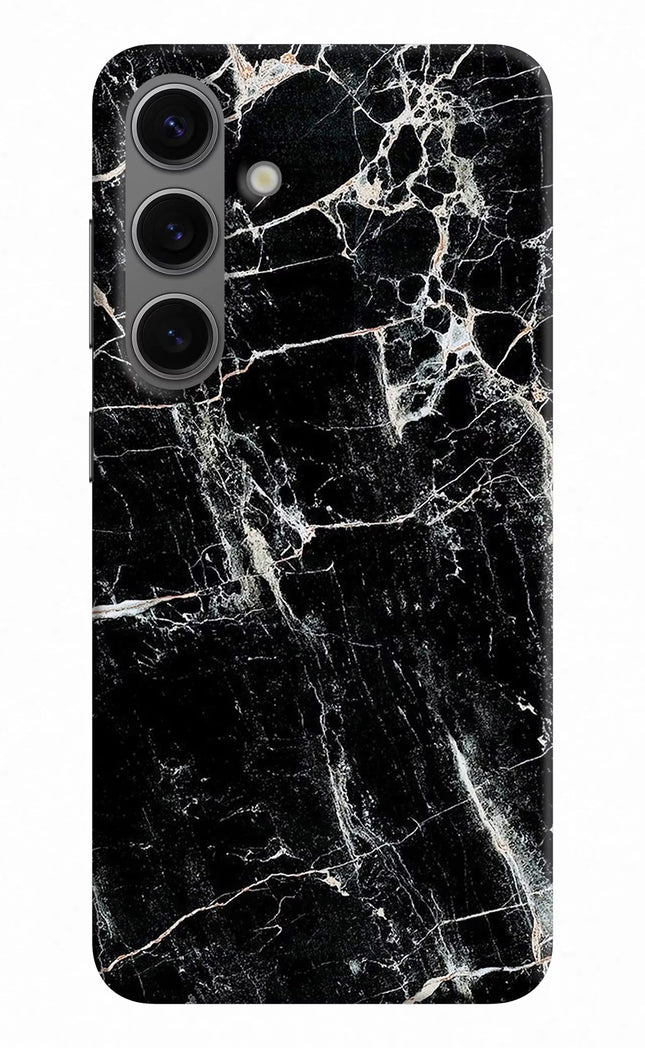 Black Marble Texture Samsung S24 Hard Case Back Cover by Casekaro