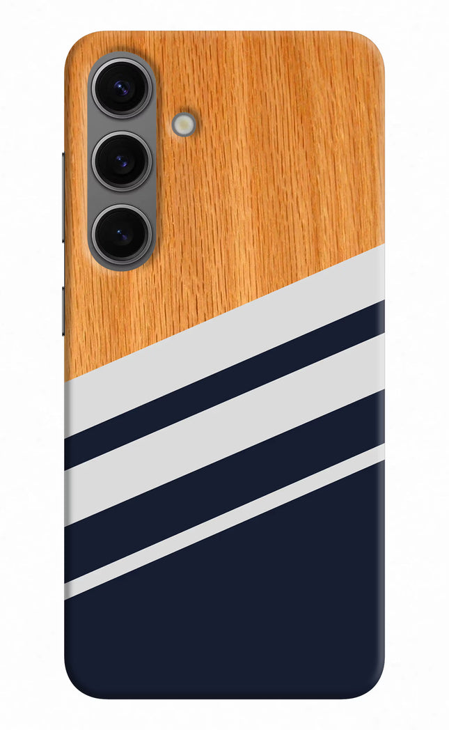 Blue and white wooden Samsung S24 Hard Case Back Cover by Casekaro