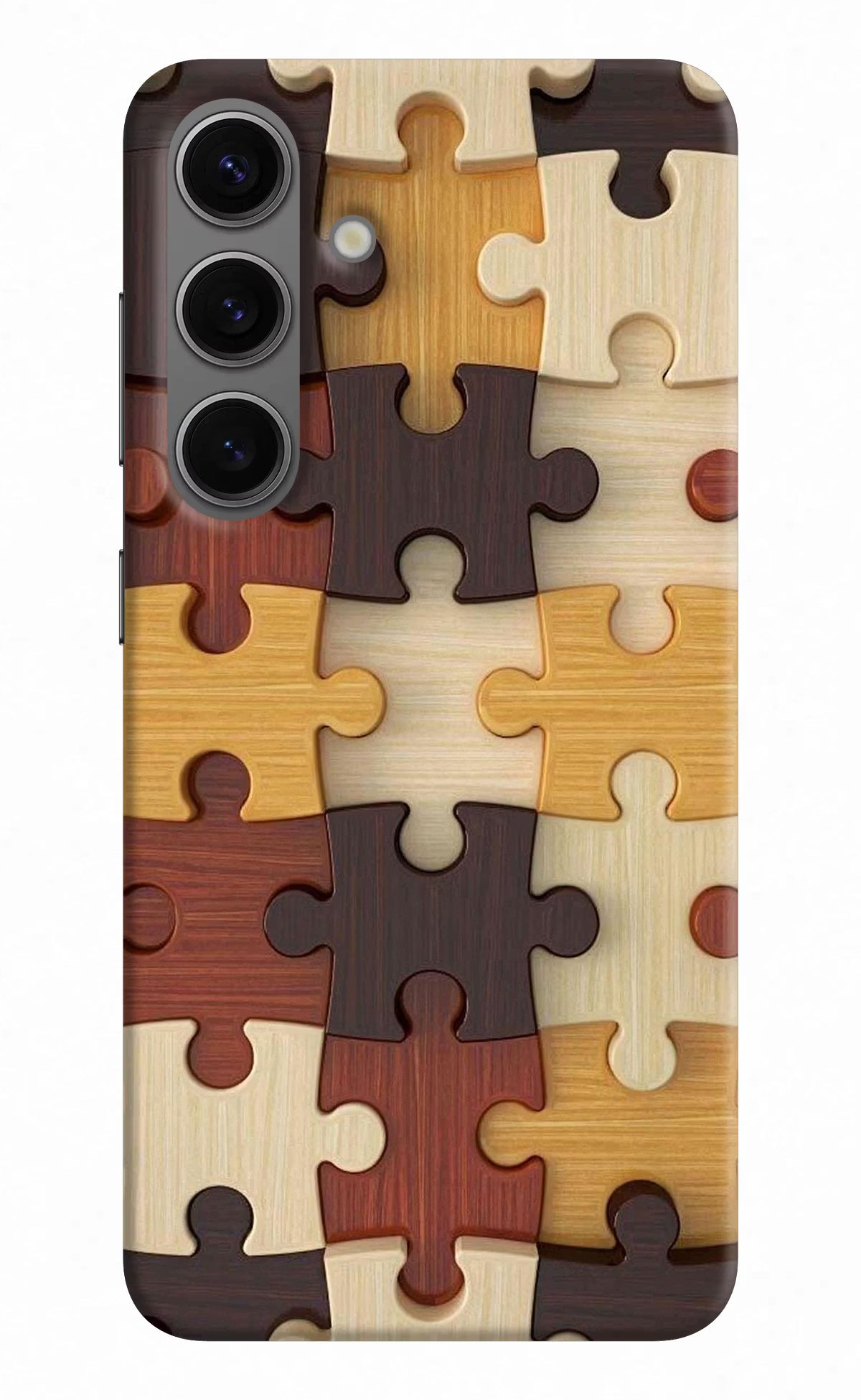 Wooden Puzzle Samsung S24 Hard Case Back Cover by Casekaro