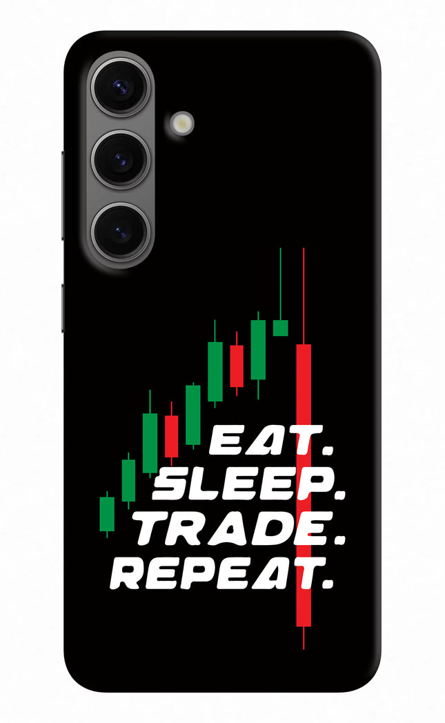 Eat Sleep Trade Repeat Samsung S24 Hard Case Back Cover by Casekaro