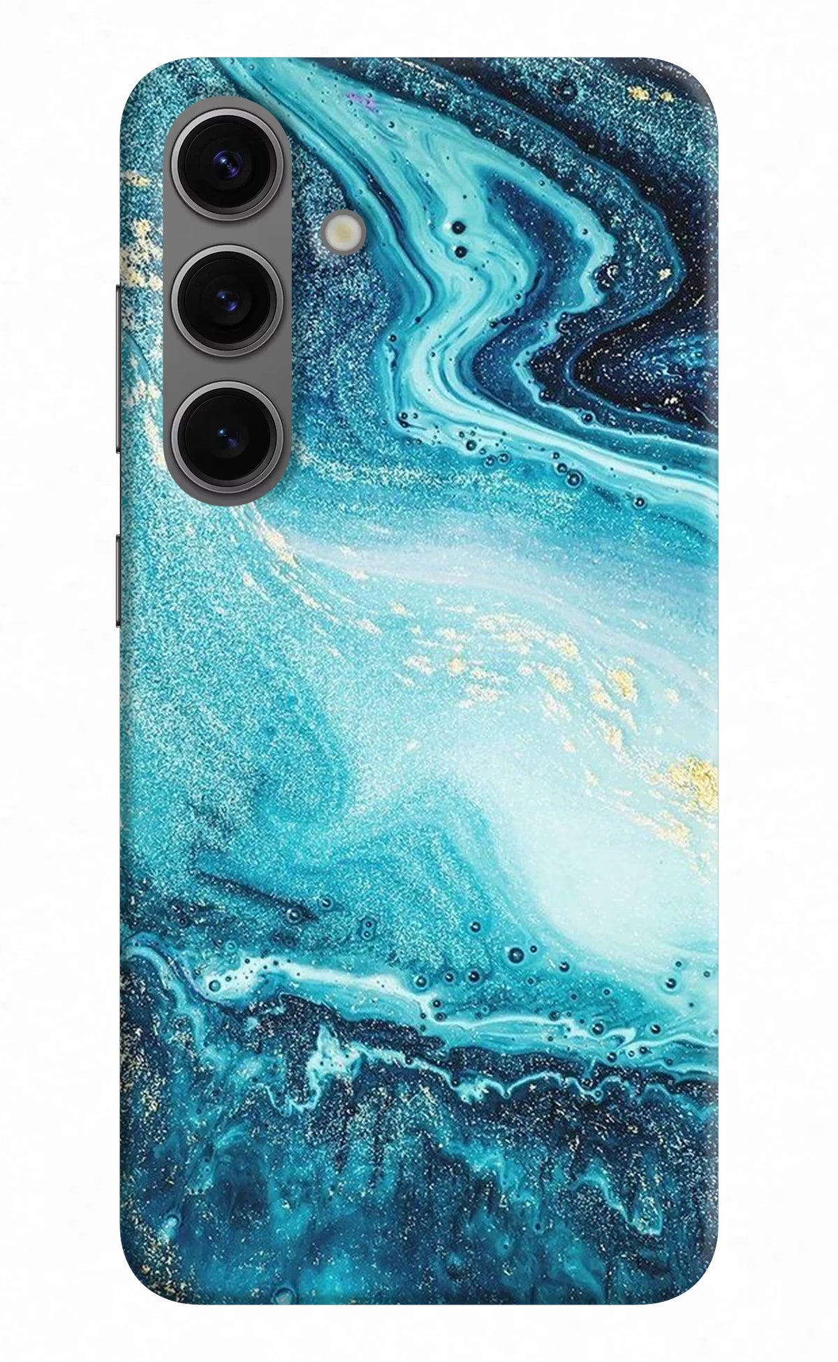 Blue Glitter Marble Samsung S24 Hard Case Back Cover by Casekaro