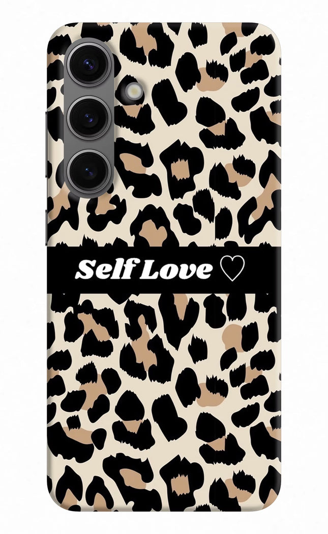 Leopard Print Self Love Samsung S24 Hard Case Back Cover by Casekaro