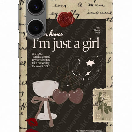 I am just a girl Samsung S24 Hard Case Back Cover by Casekaro