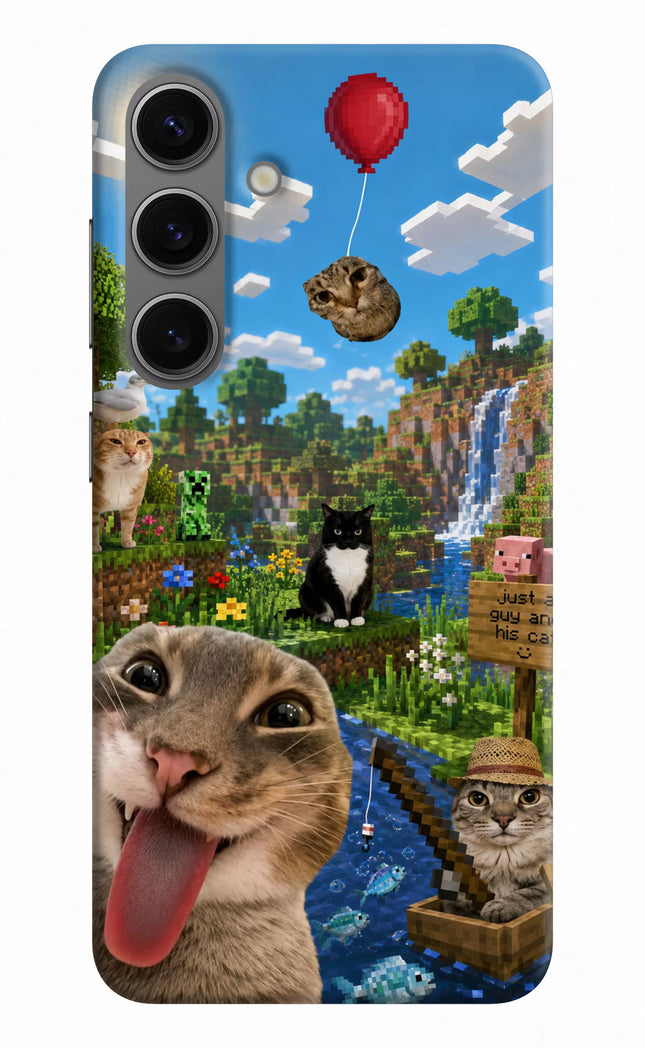 Minecraft Cat Chaos Samsung S24 Hard Case Back Cover by Casekaro