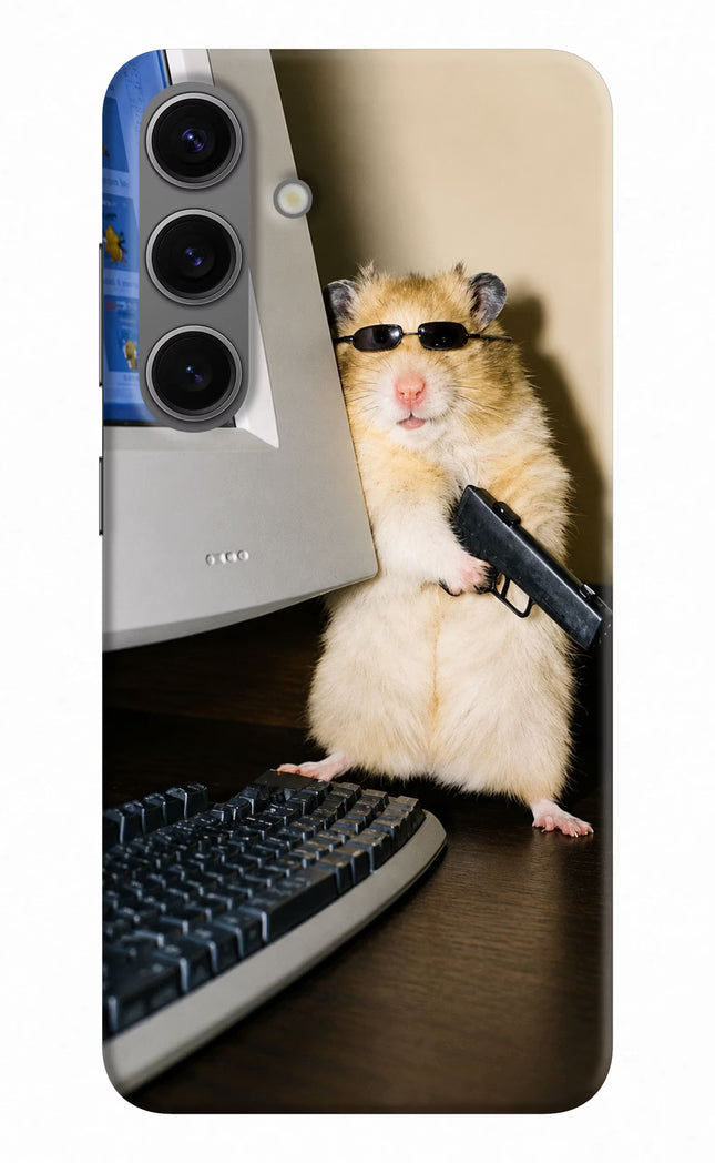 Hacker Hamster Samsung S24 Hard Case Back Cover by Casekaro