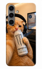 Gamer Cat Energy Samsung S24 Hard Case Back Cover by Casekaro