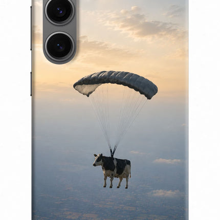 Skydiving Cow Samsung S24 Hard Case Back Cover by Casekaro