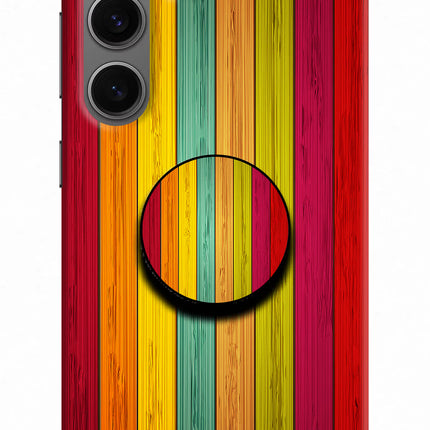 Multicolor Wooden Samsung S24 Pop Case by Casekaro