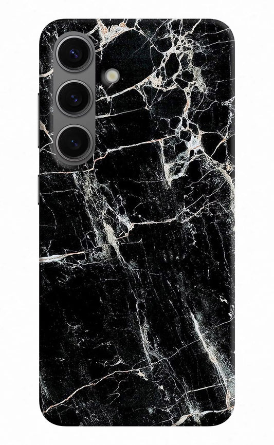 Black Marble Texture Samsung S24 Plus Hard Case Back Cover by Casekaro