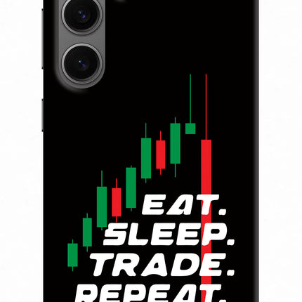 Eat Sleep Trade Repeat Samsung S24 Plus Hard Case Back Cover by Casekaro