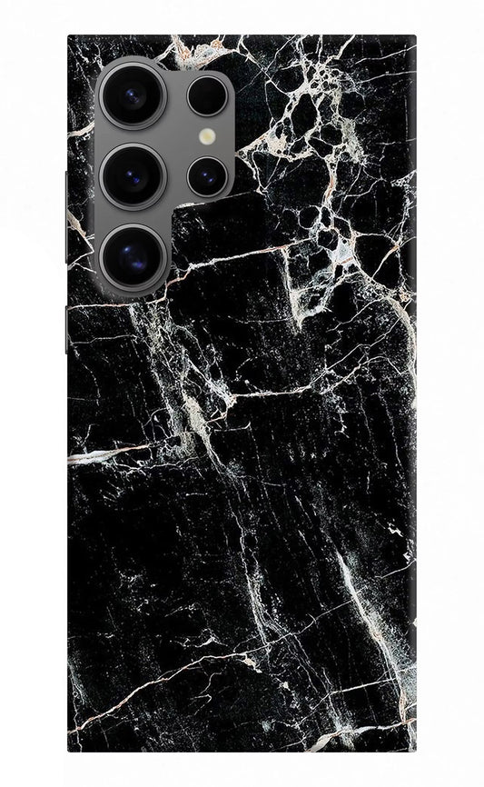 Black Marble Texture Samsung S24 Ultra Hard Case Back Cover by Casekaro