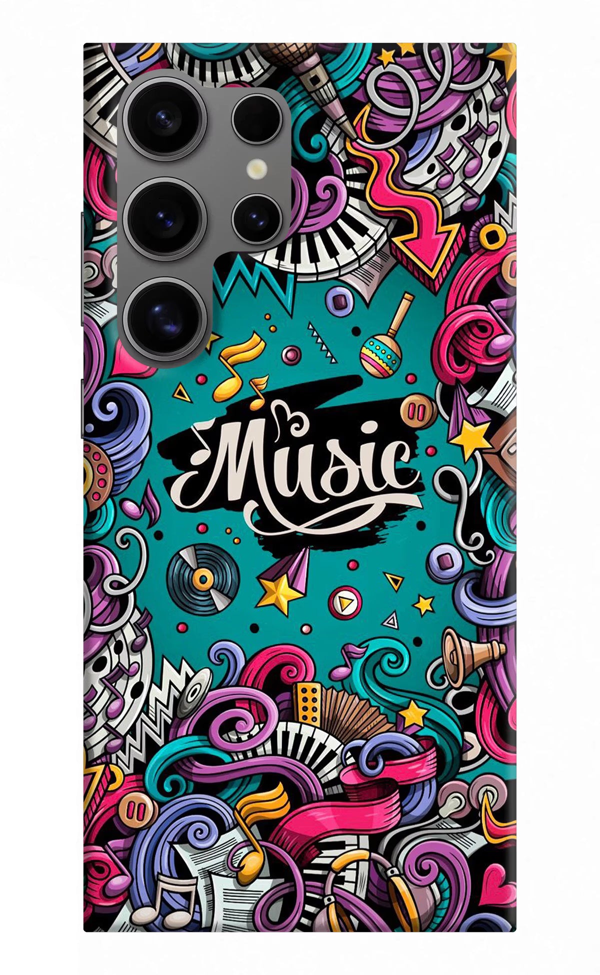 Music Graffiti Samsung S24 Ultra Hard Case Back Cover by Casekaro