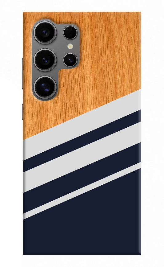 Blue and white wooden Samsung S24 Ultra Hard Case Back Cover by Casekaro