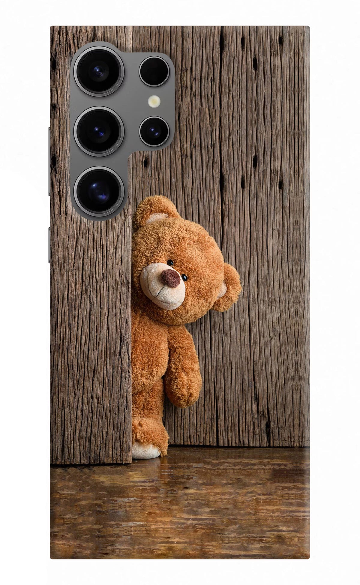 Teddy Wooden Samsung S24 Ultra Hard Case Back Cover by Casekaro