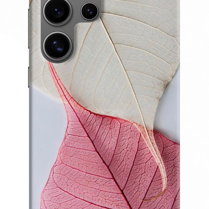 White Pink Leaf Samsung S24 Ultra Hard Case Back Cover by Casekaro