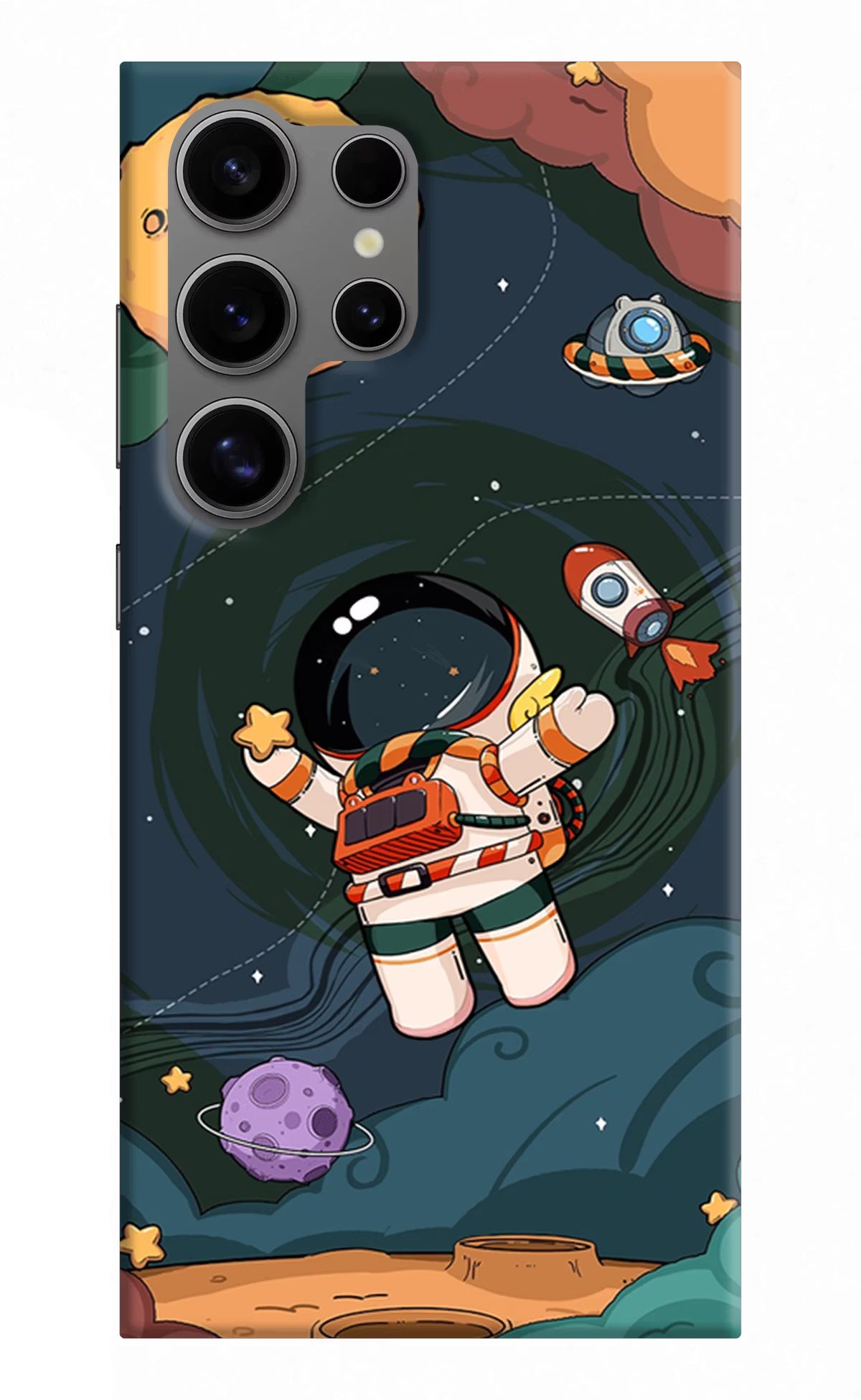 Cartoon Astronaut Samsung S24 Ultra Hard Case Back Cover by Casekaro