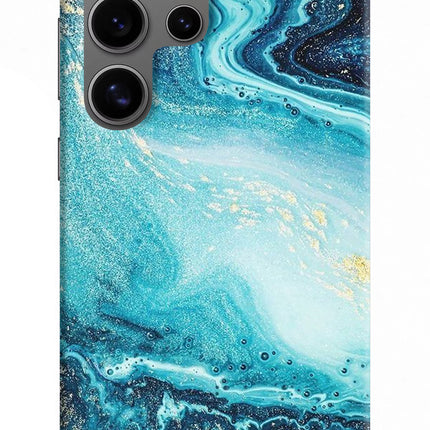 Blue Glitter Marble Samsung S24 Ultra Hard Case Back Cover by Casekaro