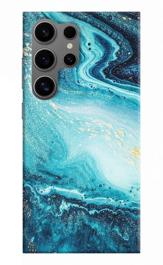 Blue Glitter Marble Samsung S24 Ultra Hard Case Back Cover by Casekaro