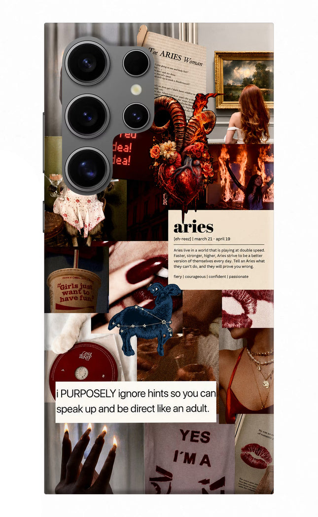 Zodiac Aries Samsung S24 Ultra Hard Case Back Cover by Casekaro