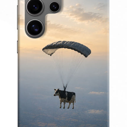 Skydiving Cow Samsung S24 Ultra Hard Case Back Cover by Casekaro