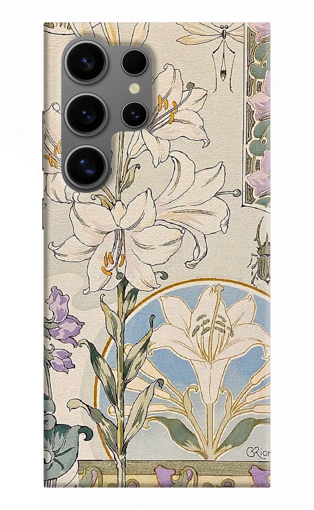 White Lily Samsung S24 Ultra Hard Case Back Cover by Casekaro
