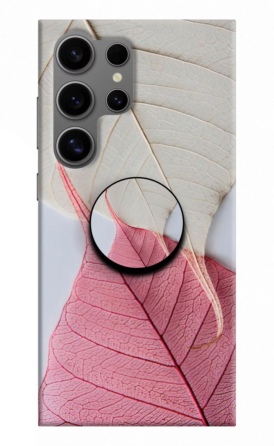 White Pink Leaf Samsung S24 Ultra Pop Case, Hard case