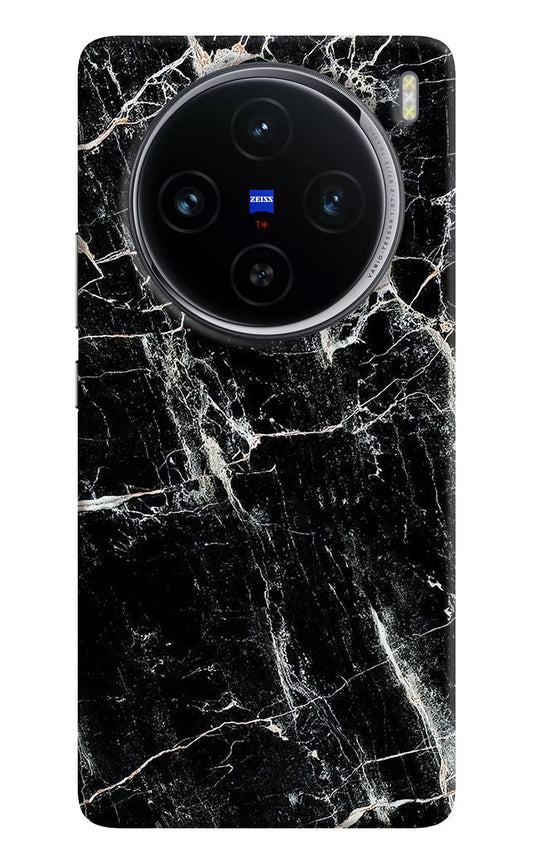 Black Marble Texture Vivo X100 Hard Case Back Cover by Casekaro