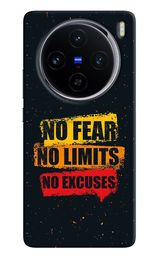 No Fear No Limits No Excuse Vivo X100 Hard Case Back Cover by Casekaro