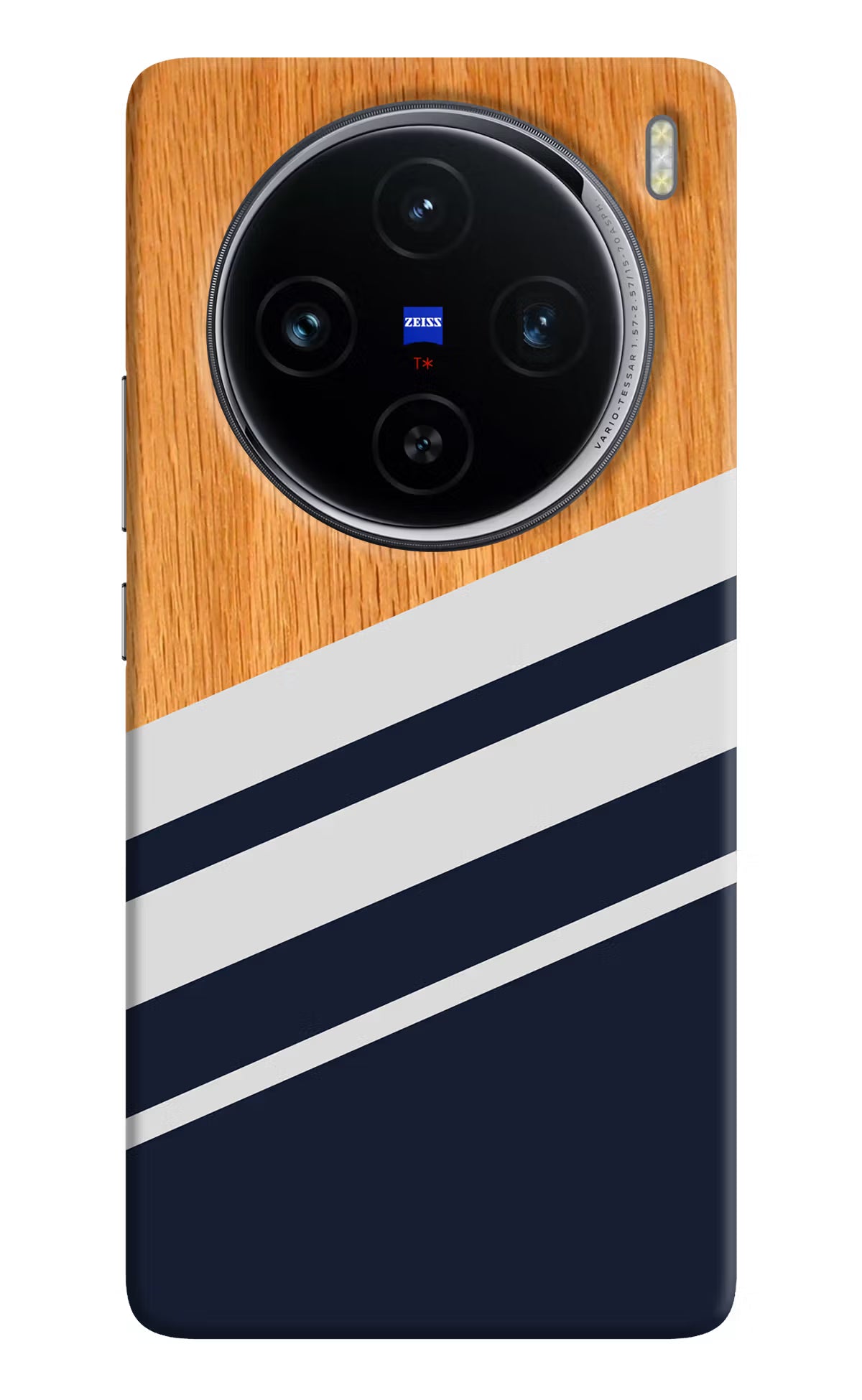 Blue and white wooden Vivo X100 Hard Case Back Cover by Casekaro