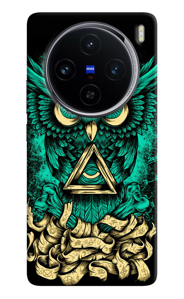 Green Owl Vivo X100 Hard Case Back Cover by Casekaro
