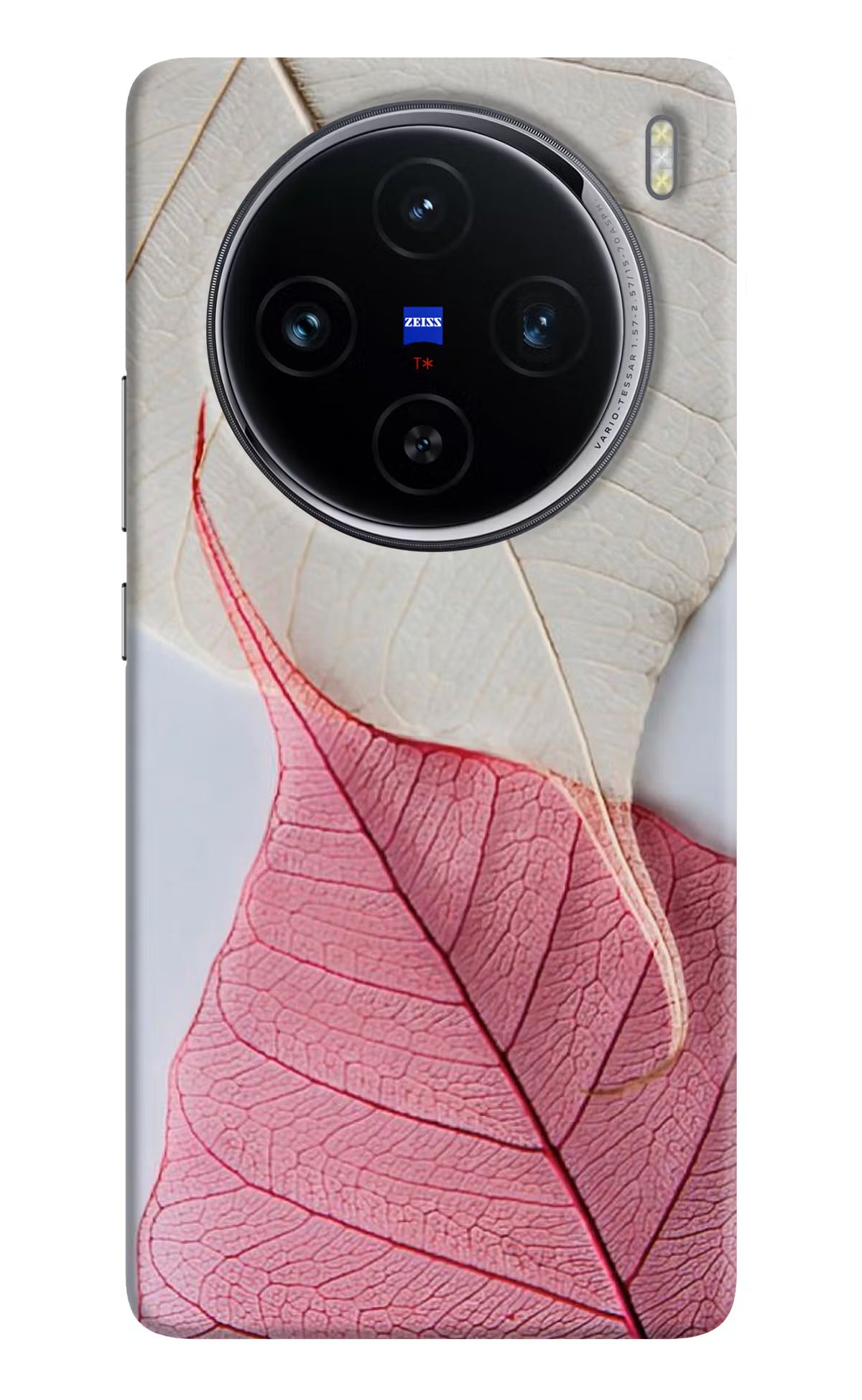 White Pink Leaf Vivo X100 Hard Case Back Cover by Casekaro