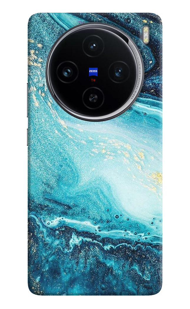 Blue Glitter Marble Vivo X100 Hard Case Back Cover by Casekaro
