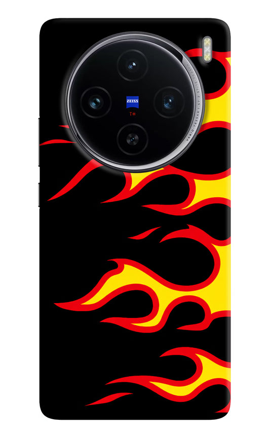 Side Sweep Flames Vivo X100 Hard Case Back Cover by Casekaro
