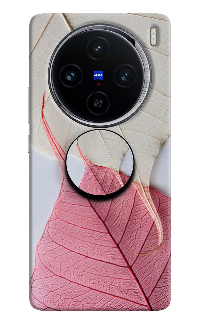White Pink Leaf Vivo X100 Pop Case by Casekaro