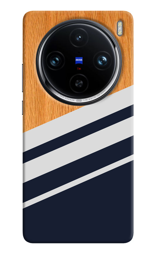 Blue and white wooden Vivo X100 Pro Back Cover