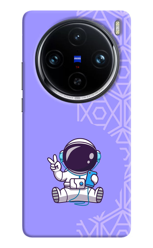 Cute Astronaut Chilling Vivo X100 Pro Hard Case Back Cover by Casekaro