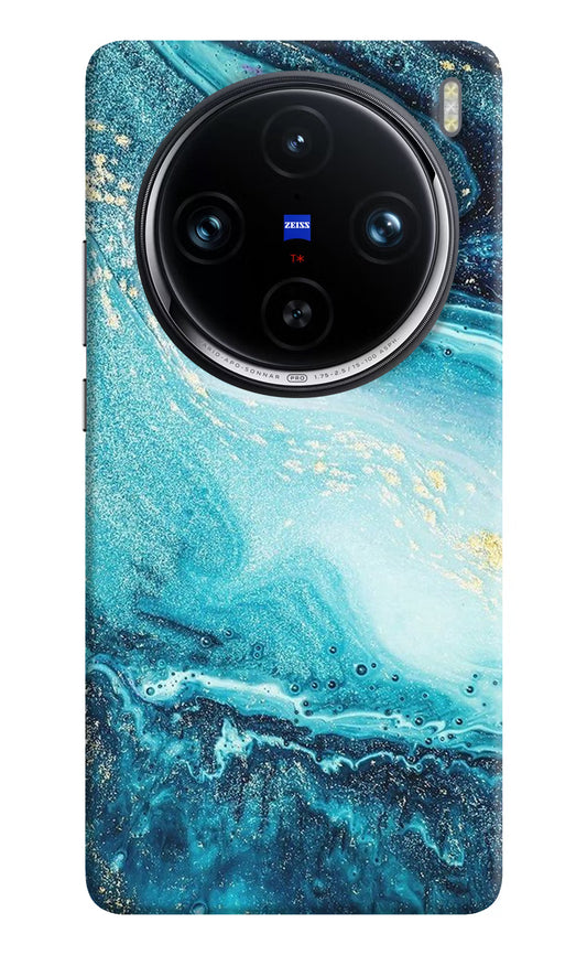 Blue Glitter Marble Vivo X100 Pro Hard Case Back Cover by Casekaro